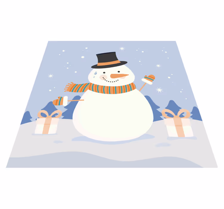 Snežni mož božično drevo mat - TenStickers