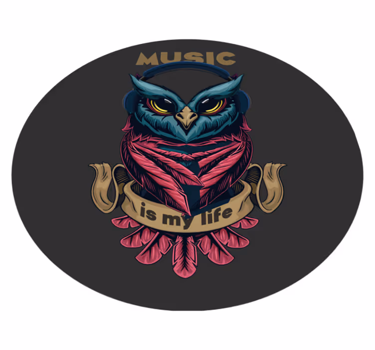 Sova glasbeni emblem Vinilna preproga za najstnike - TenStickers
