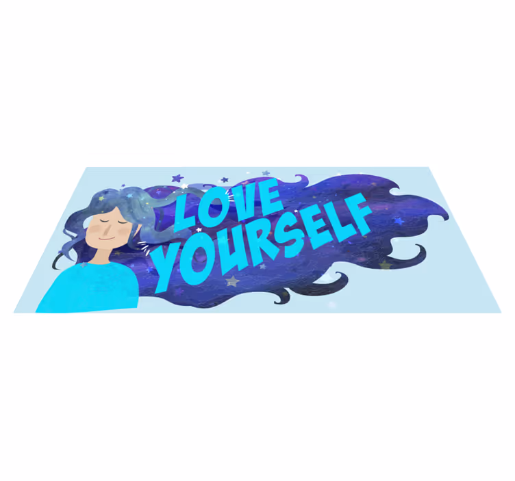 Ljubezen do sebe ilustracija vinilne preproge z napisom - TenStickers