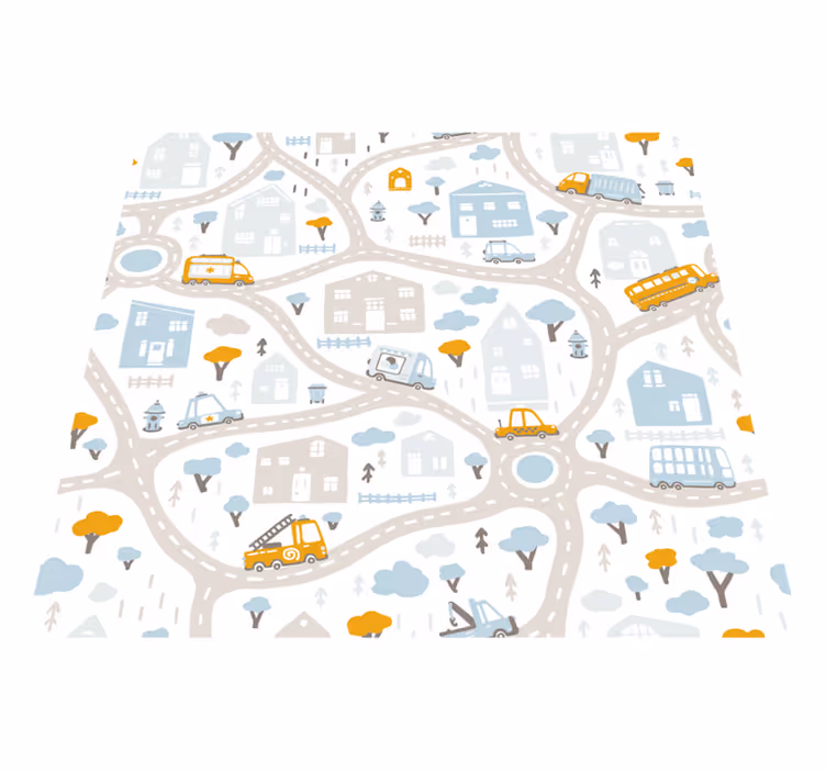 Doodle cestni zemljevid vinil preproga - TenStickers