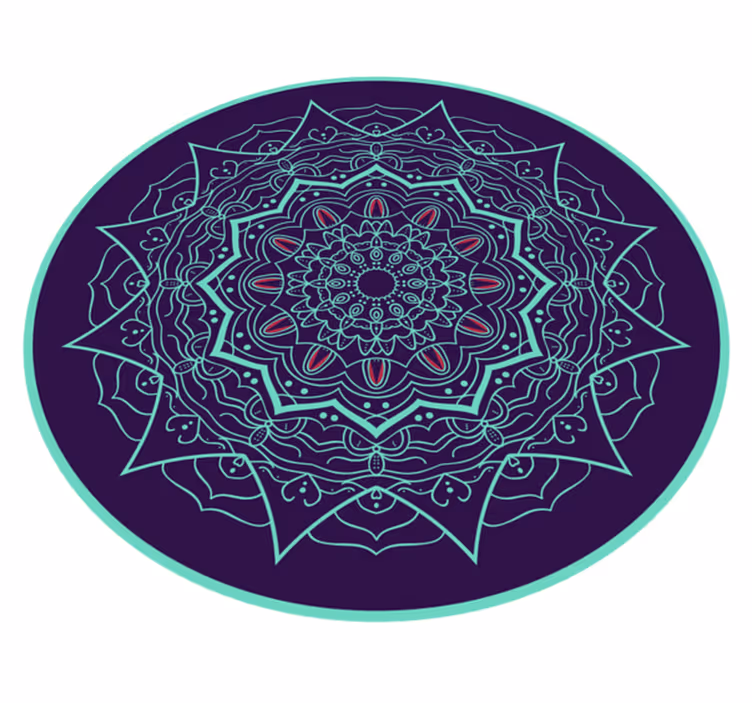 Modra in vijolična cvetlična mandala vinil preproga - TenStickers
