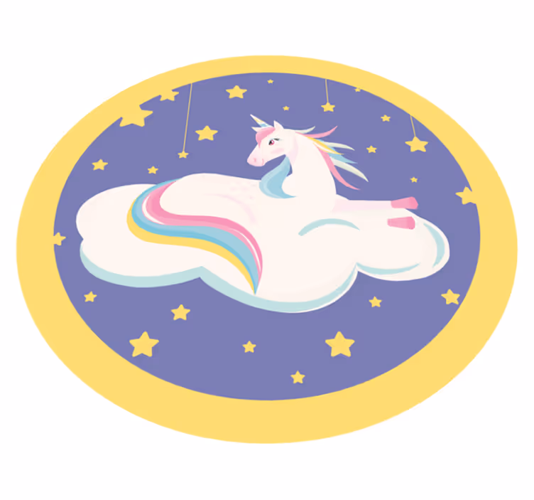 Samorog, ki leži na preprogi živali v oblaku - TenStickers