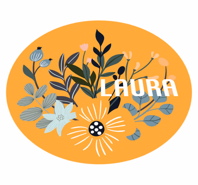 Cvetlični emblem po meri Vinilna preproga z imeni - TenStickers