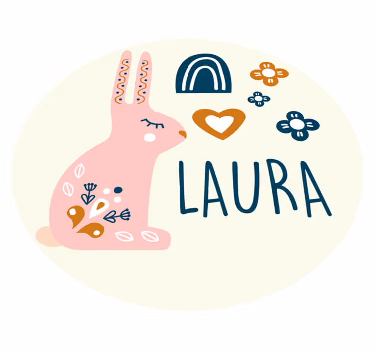 Osebna ljubka zajčja personalizirana podloga - TenStickers