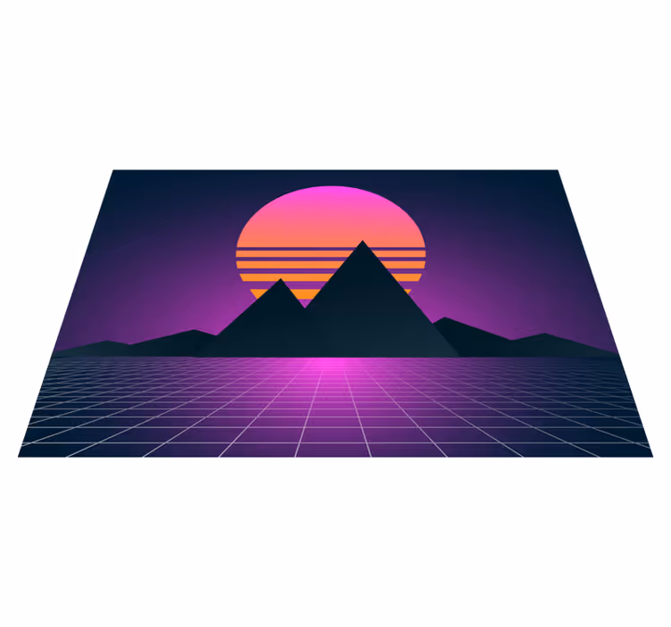 Geometrija retro sončnega zahoda Vintage vinilna preproga - TenStickers