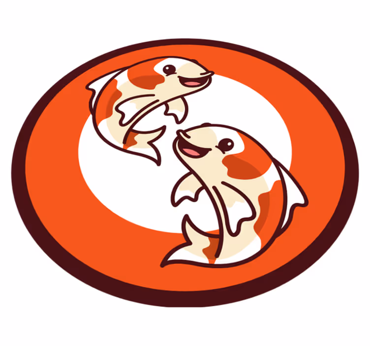 Igriv koi krog Tepih z živalskim potiskom - TenStickers