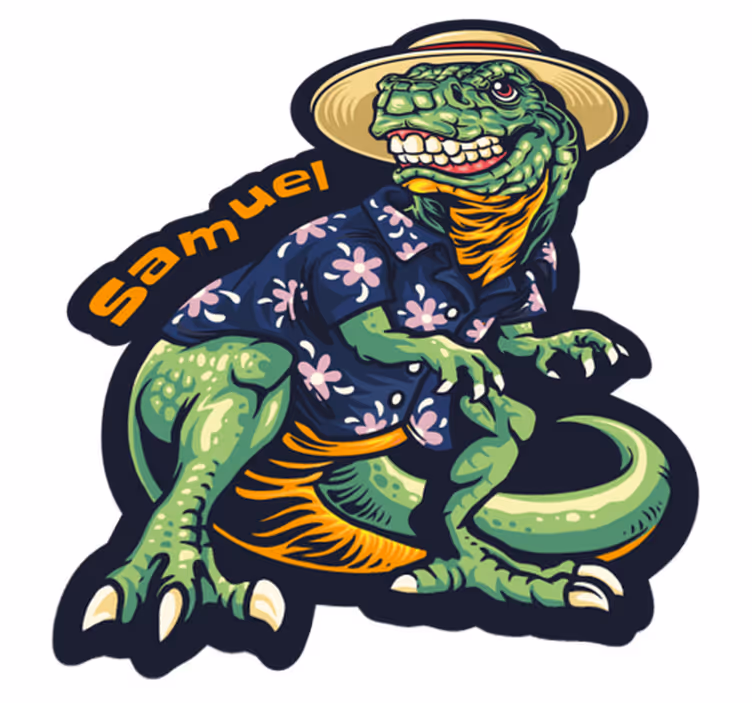 Počitniška obleka dinozavra Vinilna preproga z imeni - TenStickers