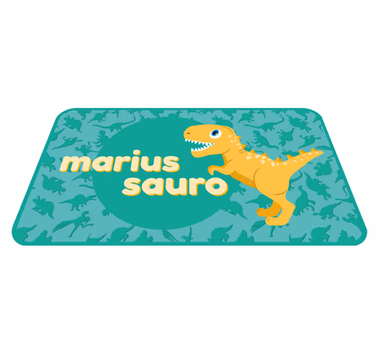 T-rex na modri podlagi personalizirana podloga - TenStickers