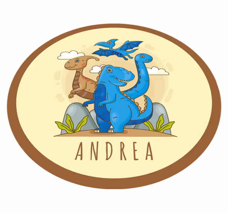 Svet dinozavrov z imenom personalizirana podloga - TenStickers