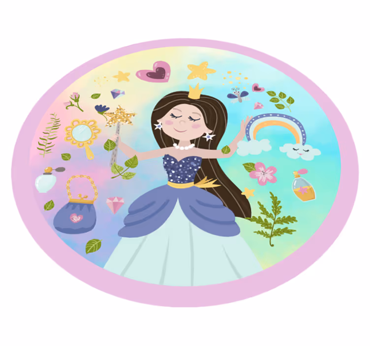 Princess večbarvno tapeta otroška vinil preproga - TenStickers