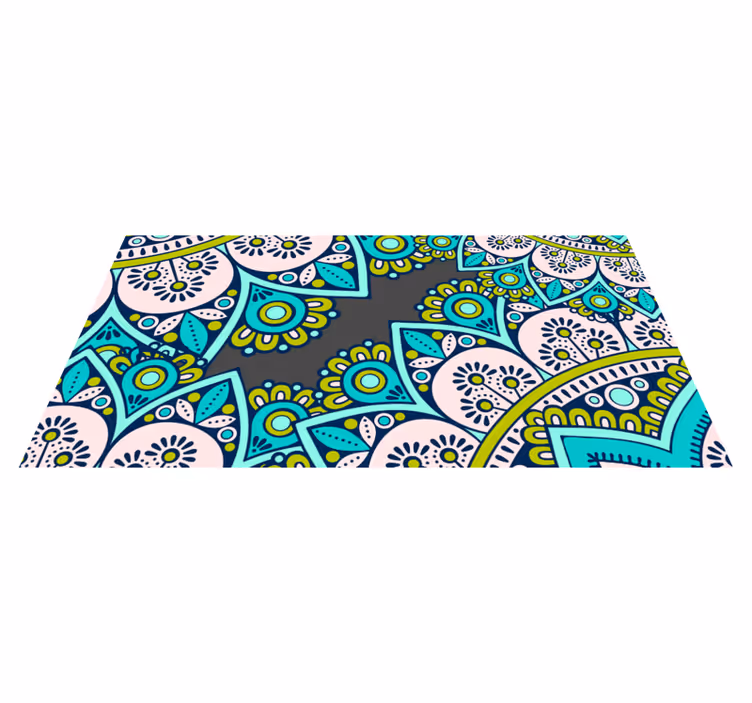 Vibrant botanical motif vinilna preproga mandala - TenStickers