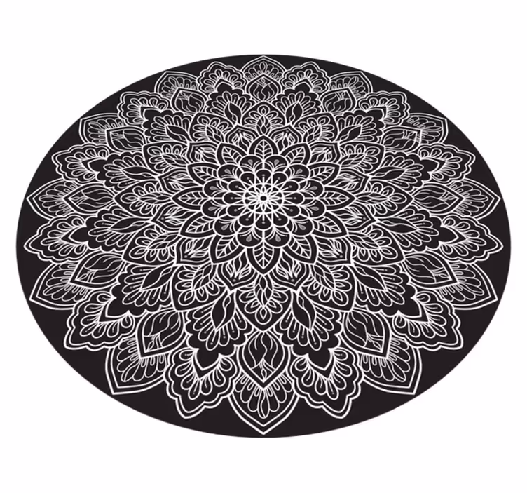 črno-bela mandala vinil preproga - TenStickers
