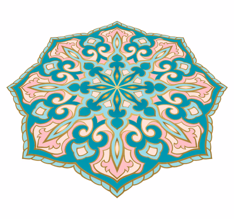 Turkizna in roza mandala vinil preproga - TenStickers