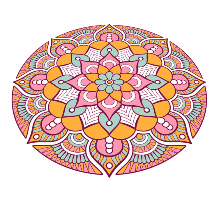 Roza pero mandala vinil preproga - TenStickers