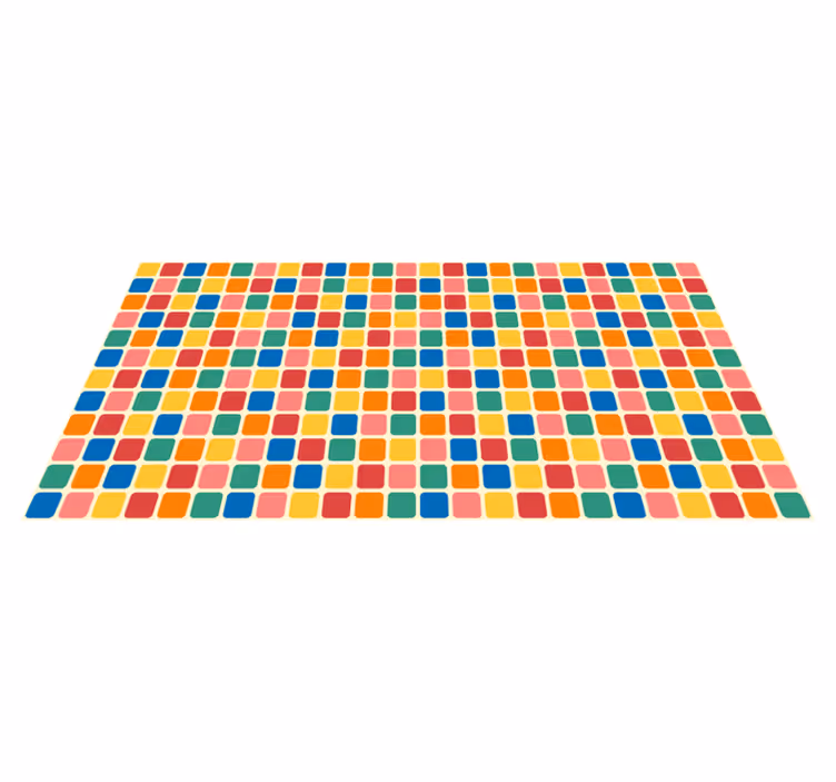 Večbarvne ploščice kvadratov geometrijske preproge iz vinila - TenStickers
