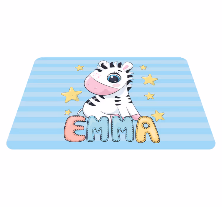Ljubka zebra in zvezde z imenom vinil preproga - TenStickers