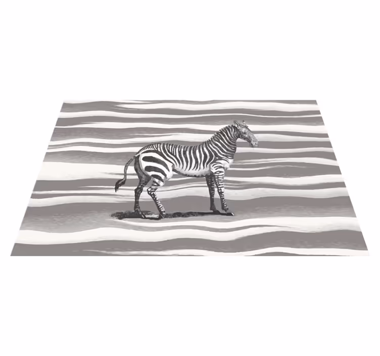Zebrasto črtasto vinilni tepih s potiskom živali - TenStickers