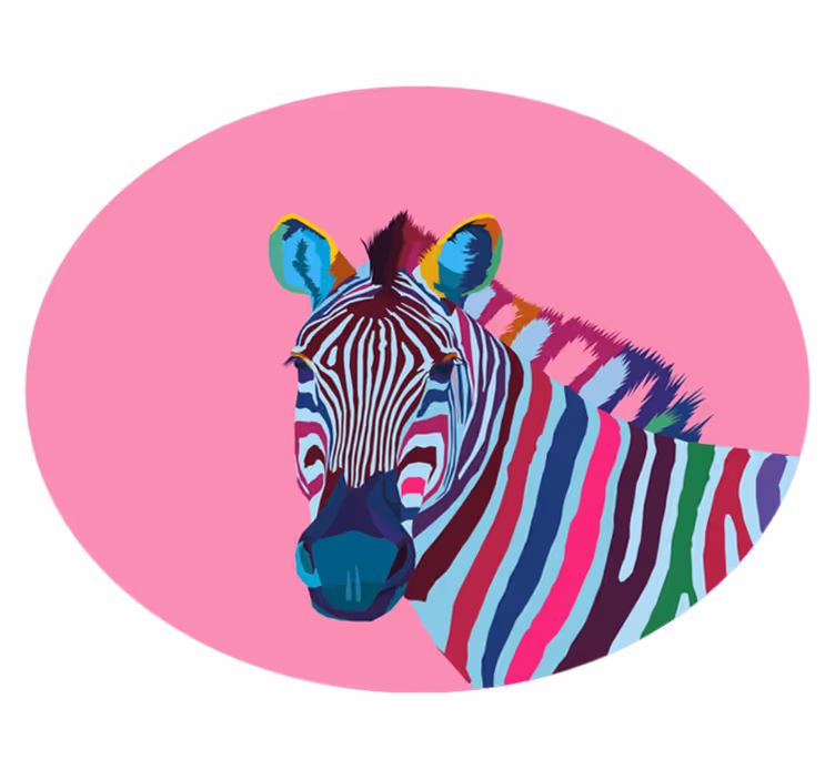 Barvit portret zebre Tepih z živalskim potiskom - TenStickers