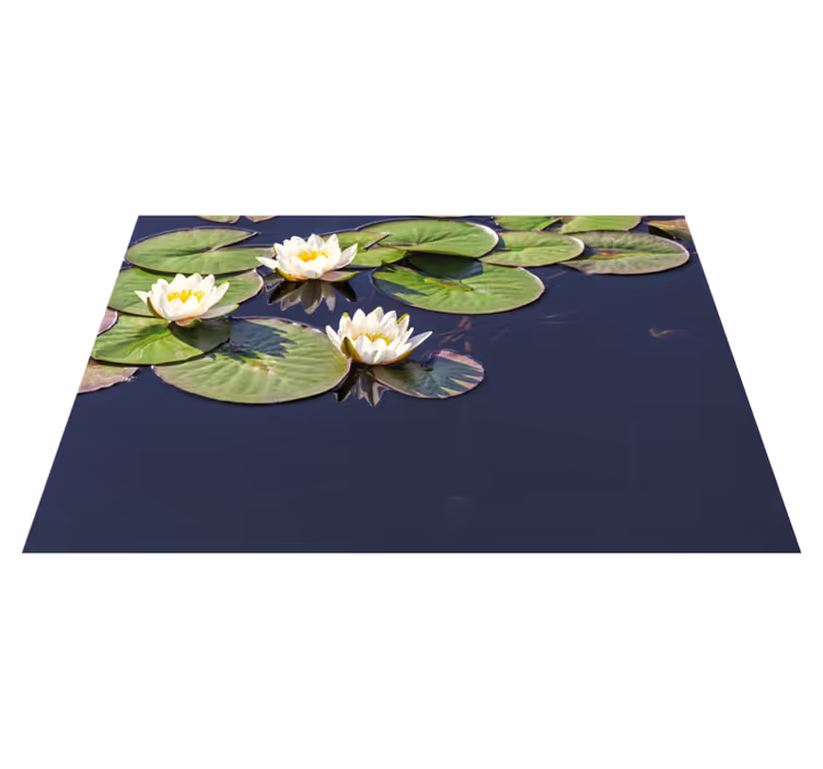 Lotus realističen v cvetlični preprogi ribnika - TenStickers
