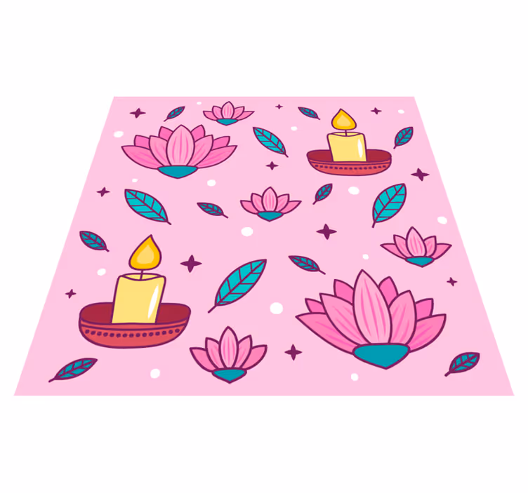 Lotus sveča cvetlična vinil preproga - TenStickers