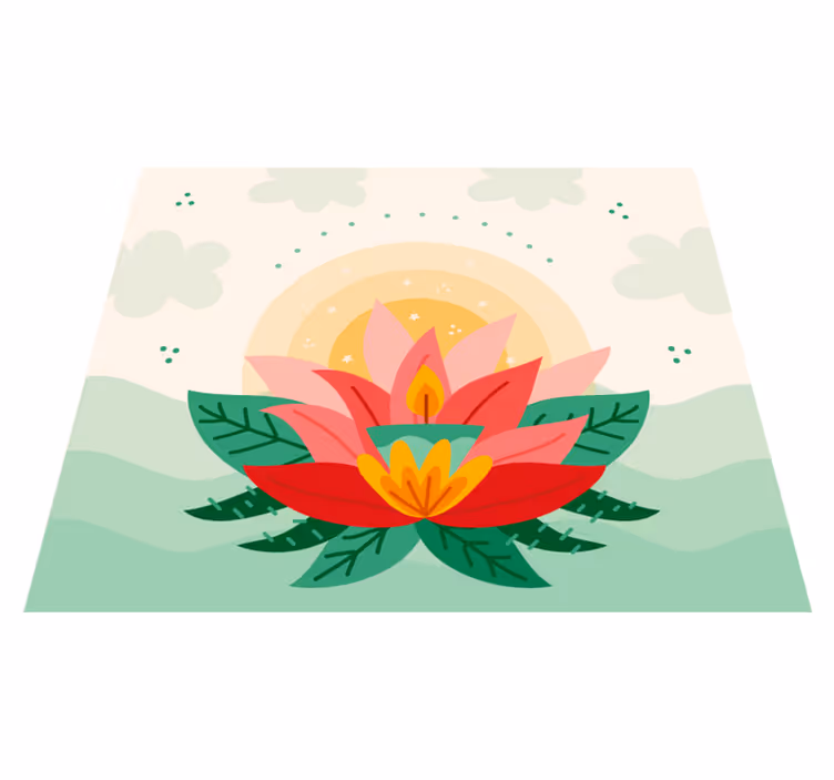 Lotus roza skica sveča cvetlična preproga - TenStickers