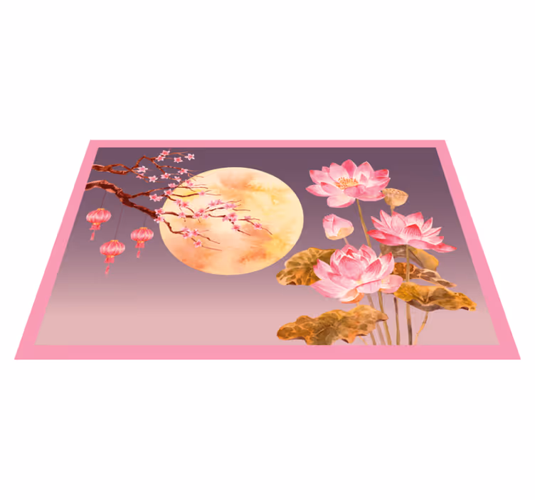 Lotus nočna scena cvetlična preproga - TenStickers