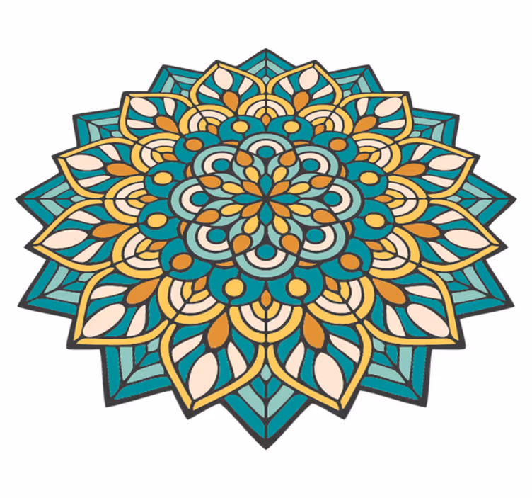 Mandala zelena in oranžna mandala vinil preproga - TenStickers