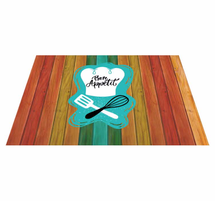 Bon appetit emblem vinilne preproge z napisom - TenStickers