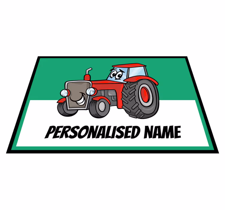 Personaliziran rdeči traktor personalizirana podloga - TenStickers