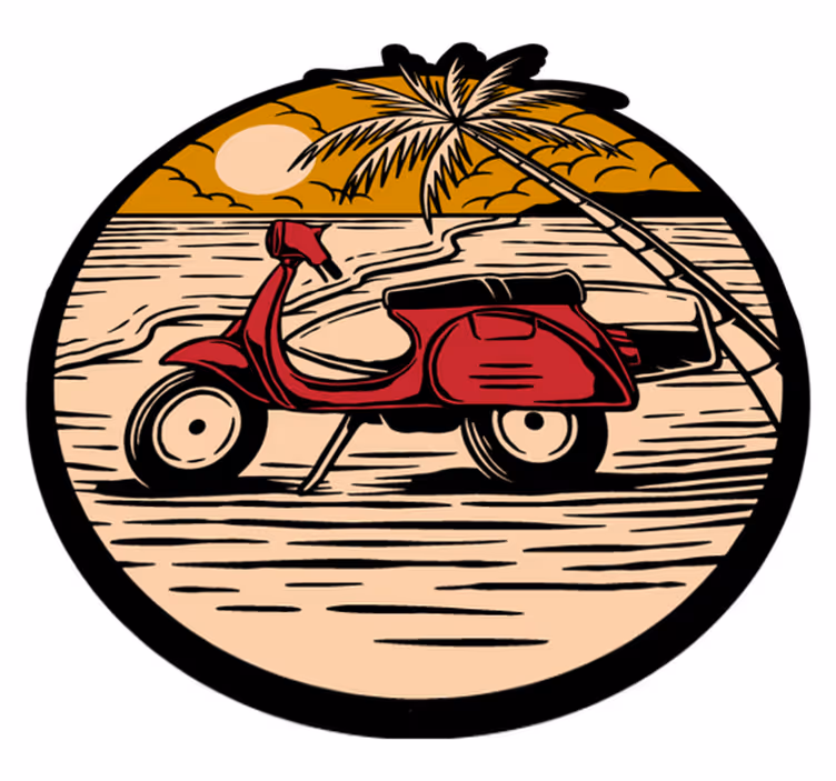 Rdeč motor na plaži narava vinil preproga - TenStickers