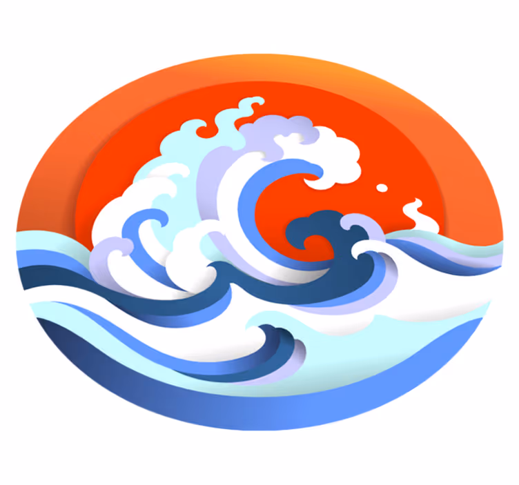Krog oceanskih valov Naravne vinilnea preproga - TenStickers