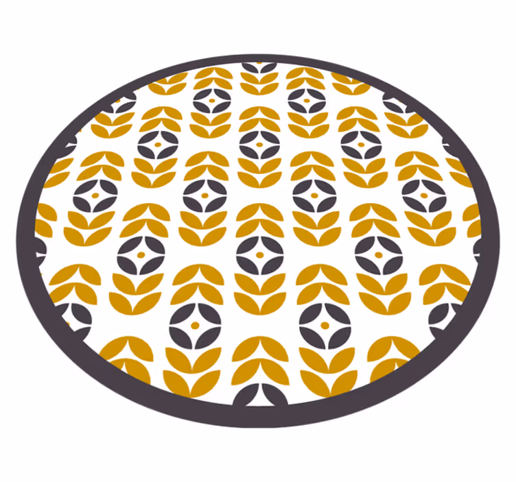 Eleganten vzorec listov Okrogla vinilna preproga - TenStickers