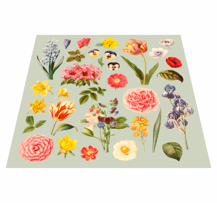 Floral botanical collection cvetlična vinilna preproga - TenStickers
