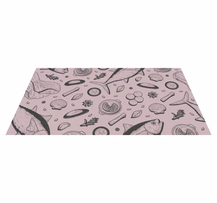 Seafood inspired motif vinilna preproga za kuhinjo - TenStickers