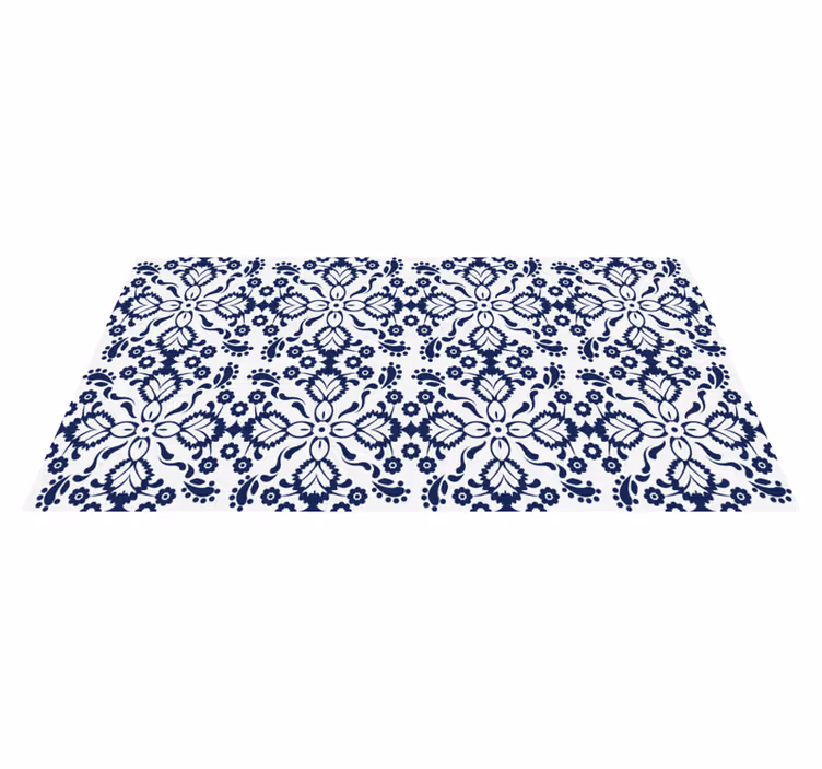 Blue and white floral design vinilna talna obloga - TenStickers