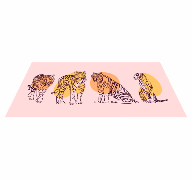 Uokvirjena ilustracija tigra Tepih z živalskim potiskom - TenStickers
