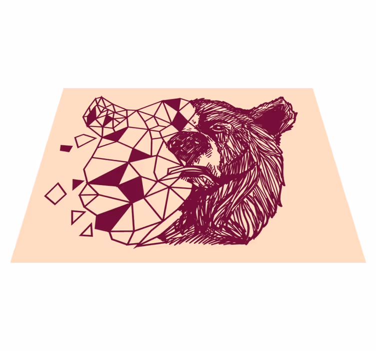 Geometrijska medvedja glava Tepih z živalskim potiskom - TenStickers