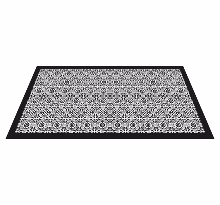 Black floral pattern vinilna talna obloga ploščice - TenStickers