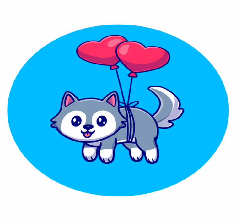 Baby wolf with balloons tepih z živalskim potiskom - TenStickers
