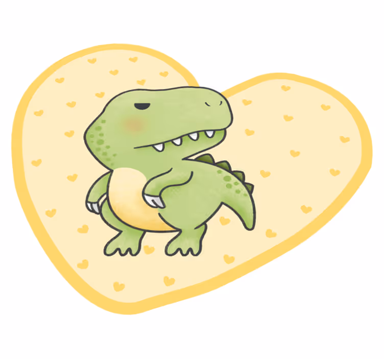 Dinozaver t-rex z rumenimi srčki kid vinil preproga - TenStickers