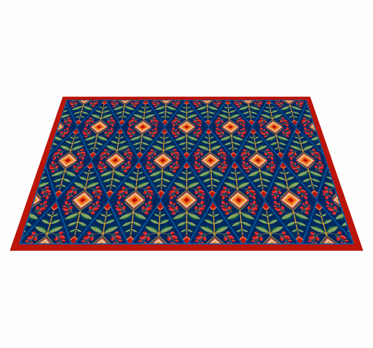Botanical geometric motif vinilne preproge - TenStickers