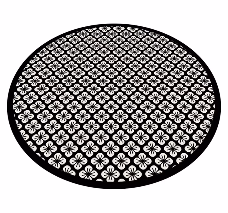 črni cvetlični motiv cvetlična vinilna preproga - TenStickers