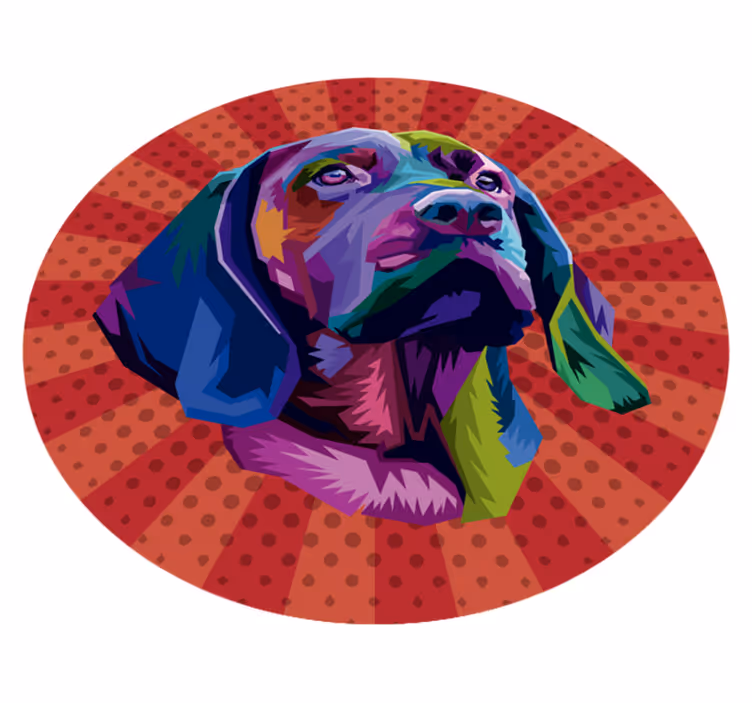 Barvit pasji portret Tepih z živalskim potiskom - TenStickers