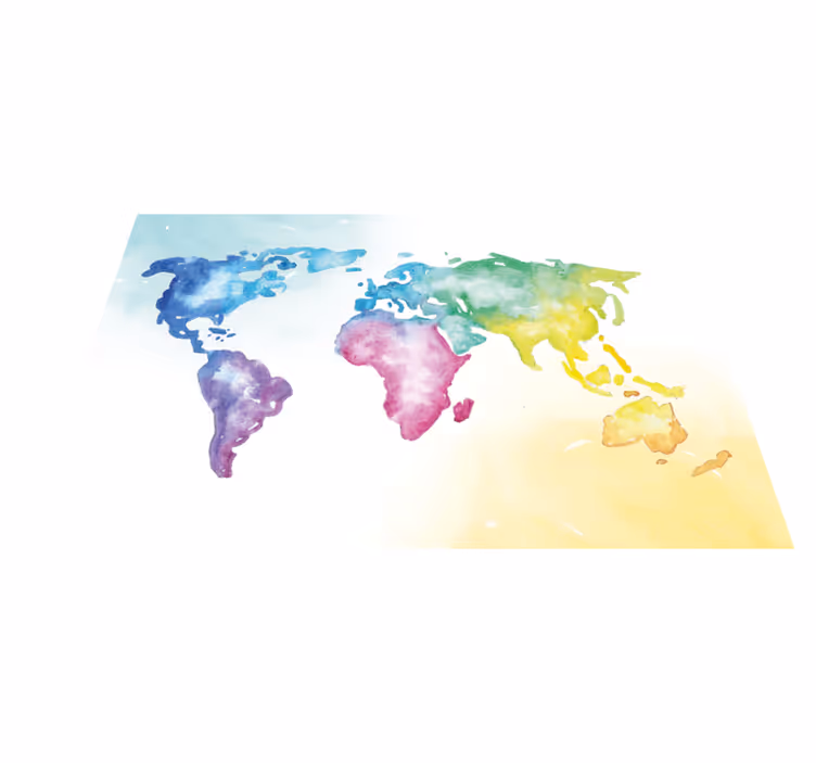 Vibrant global map vinilna preproga z zemljevidom sveta - TenStickers