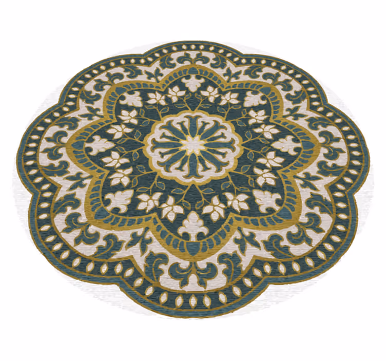 Okrogel zelen cvetlični motiv Vinilna preproga mandala - TenStickers