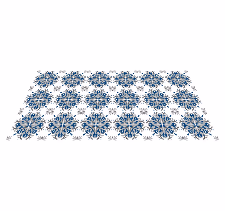 Elegant blue floral vinilna mozaik preproga - TenStickers