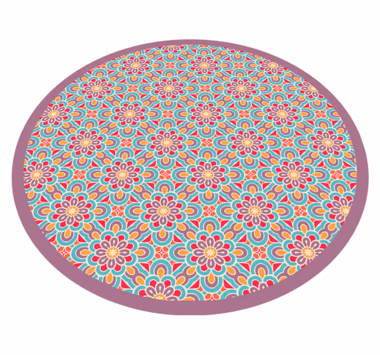 Vibrant flower pattern vinilna preproga mandala - TenStickers