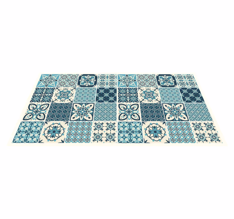 Turquoise floral pattern vinilna talna obloga - TenStickers