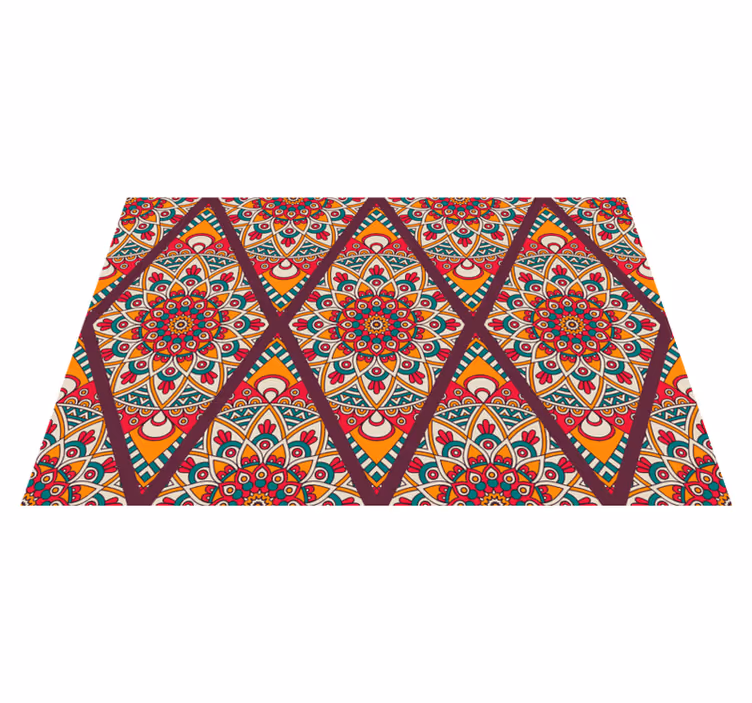 Barvit motiv ploščic Vinilna preproga mandala - TenStickers