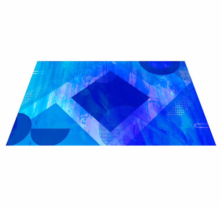 Modri geometrijski motivi minimalistična vinilna preproga - TenStickers